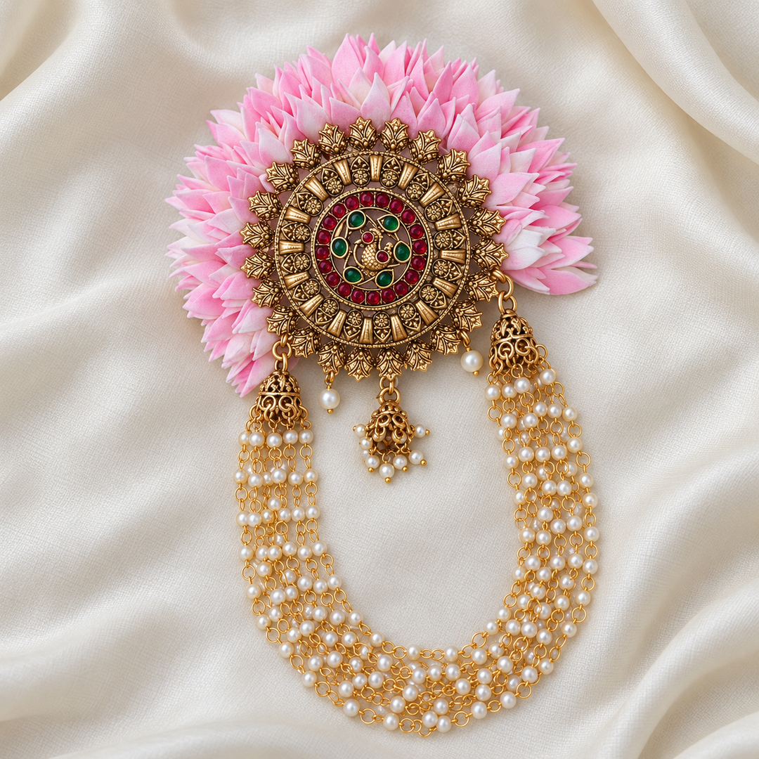 Elegant Gold Pearl Festive Hair Clip for Weddings