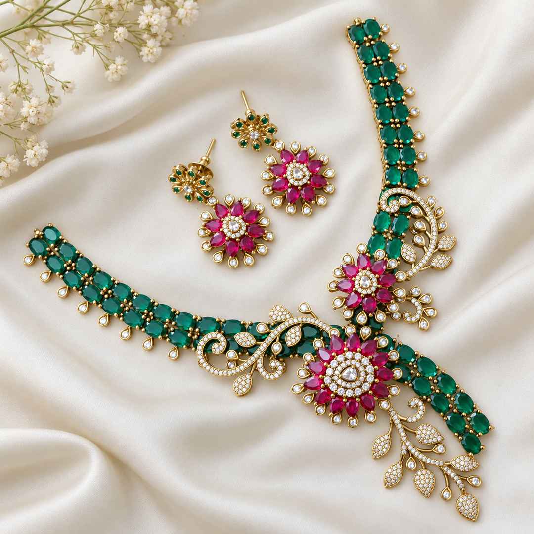 Enchanting American Diamond Necklace Set