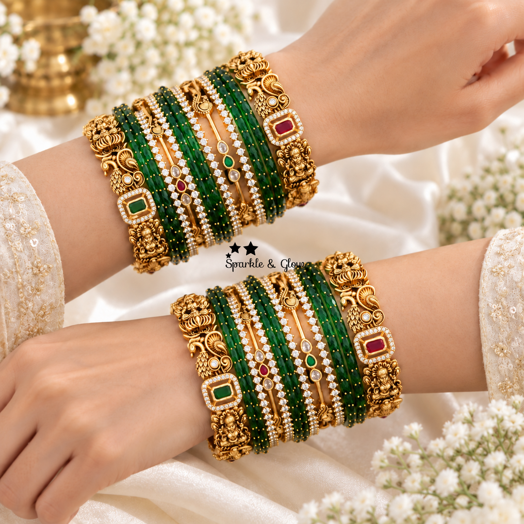 Exquisite Bridal Peacock & Lakshmi Bangles - Elegant & Timeless