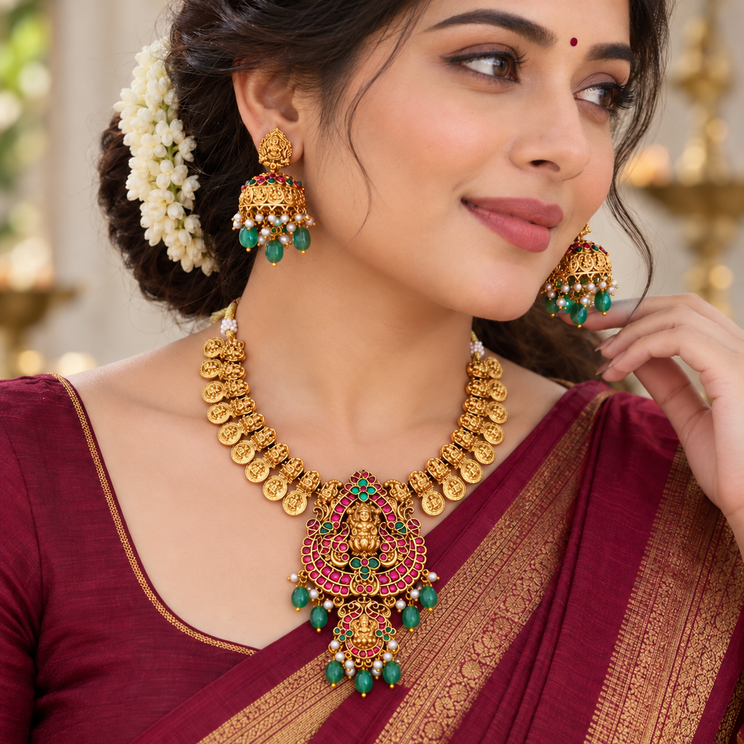 Regal budgeted Gold Necklace Set for Weddings
