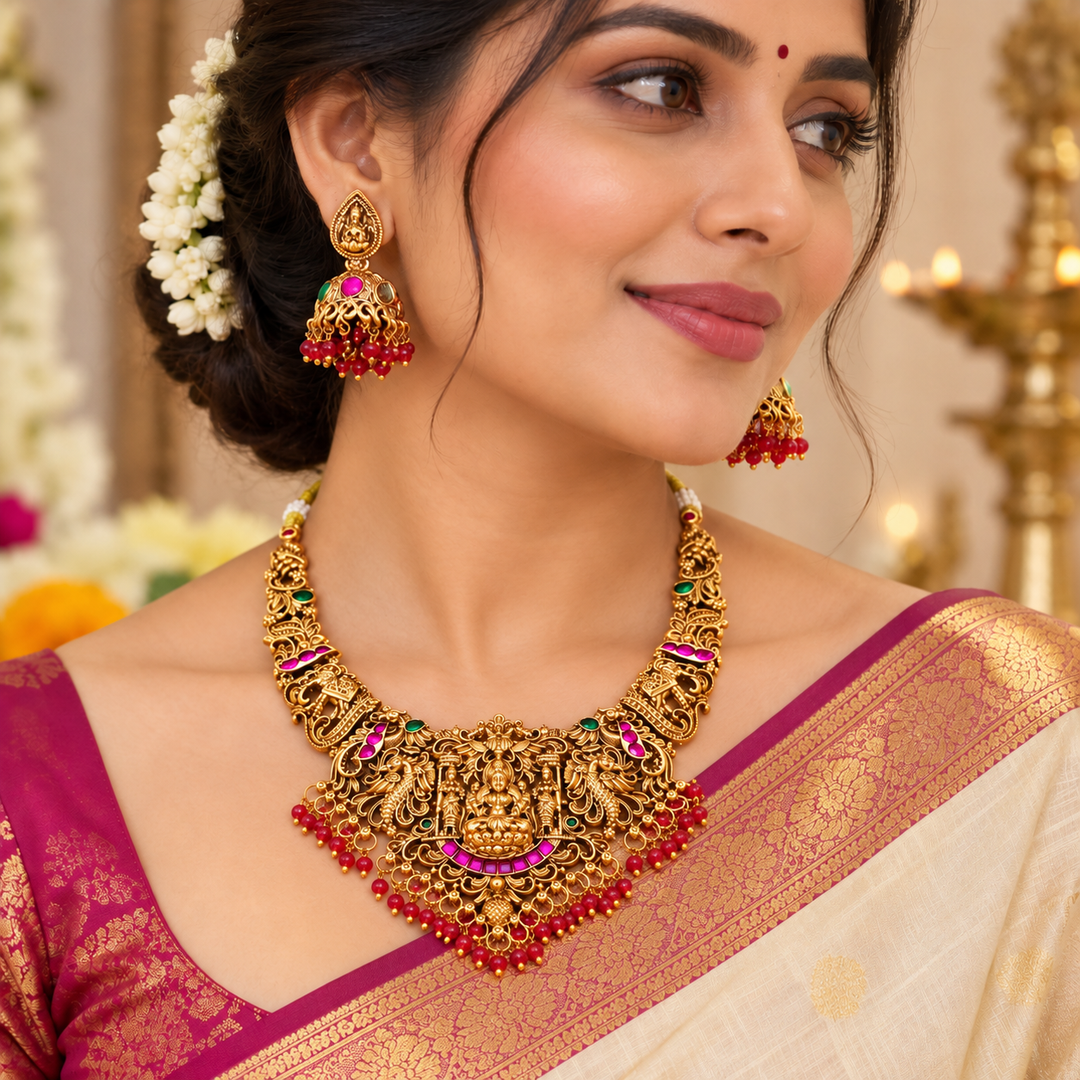 Exquisite Short Temple Necklace for Festive Elegance