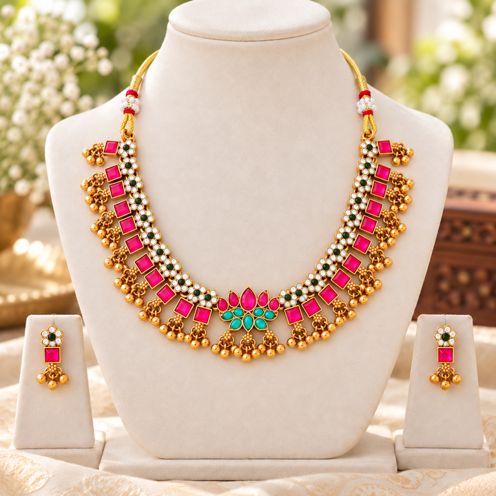Stunning Gold Festive Necklace Set for Weddings & Celebrations