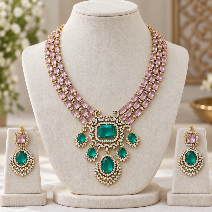 Victorian Elegance: American Diamond Necklace Set