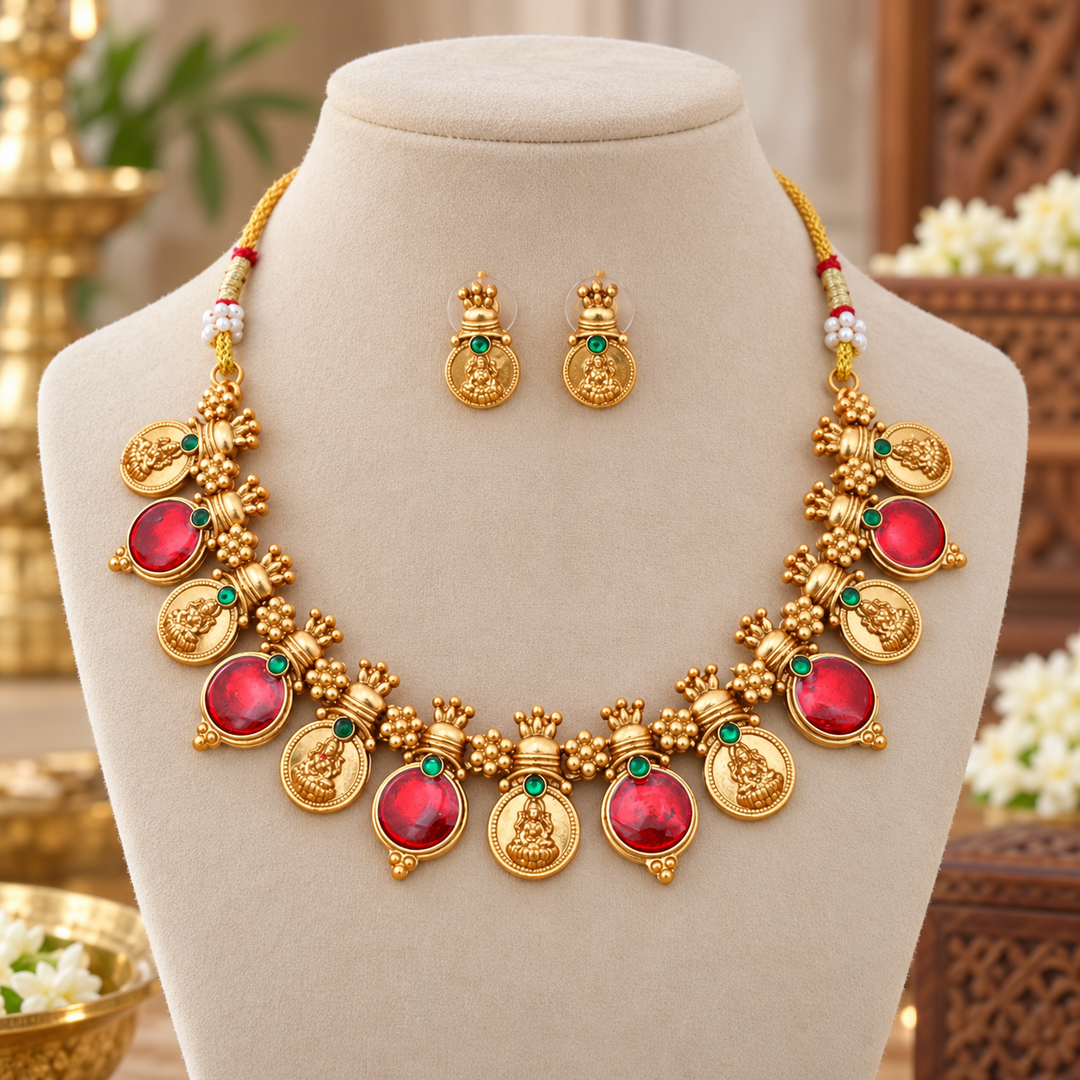 Gold Coin Necklace Set for Weddings & Celebrations