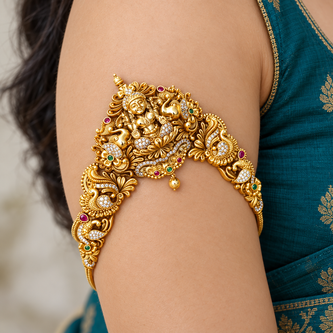 Exquisite Temple Design Gold Vanki for Weddings