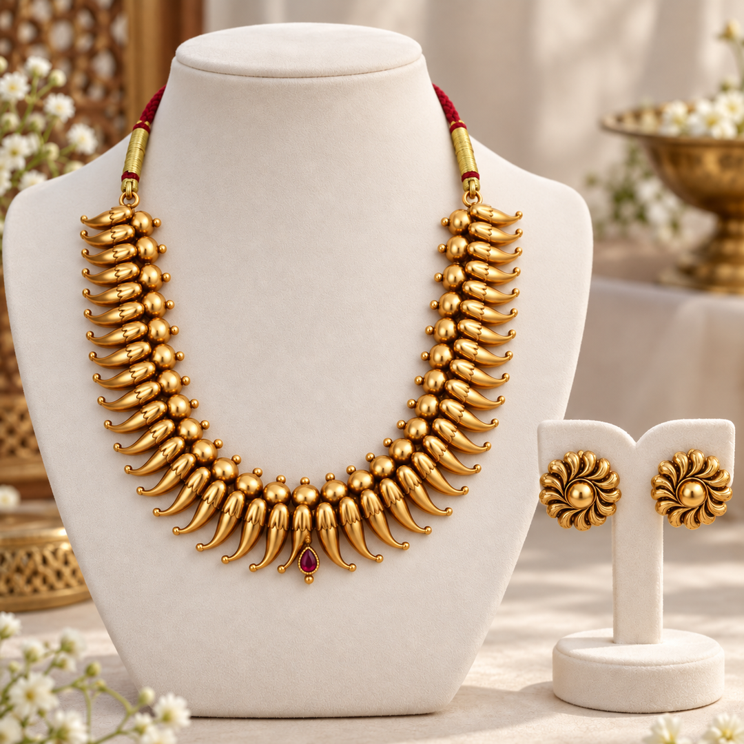 Exquisite Festive Gold Short Necklace Set