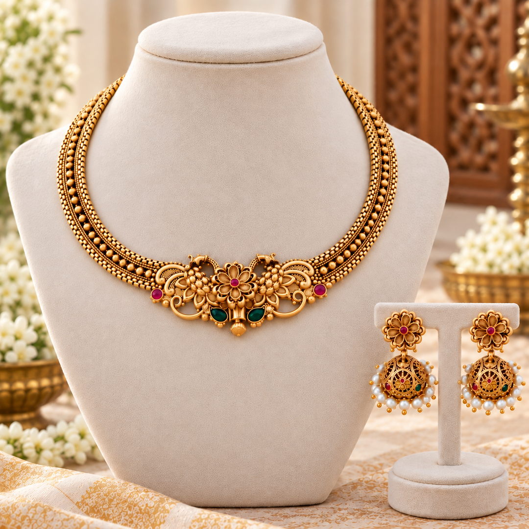 Radiant Gold-Plated Necklace for Festive Celebrations