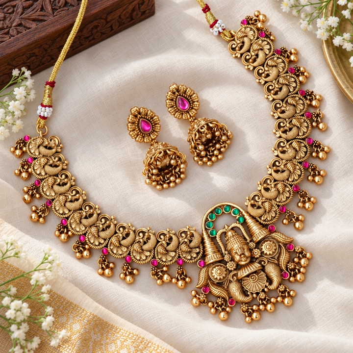 Exquisite Gold-Toned Temple Short Necklace