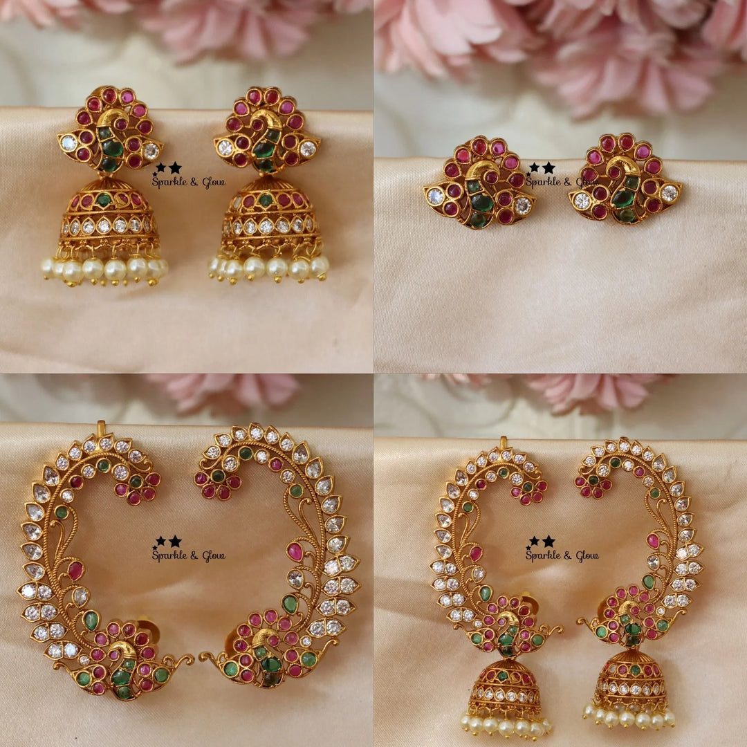 Exquisite Peacock Cuff Jhumka Earrings for Weddings