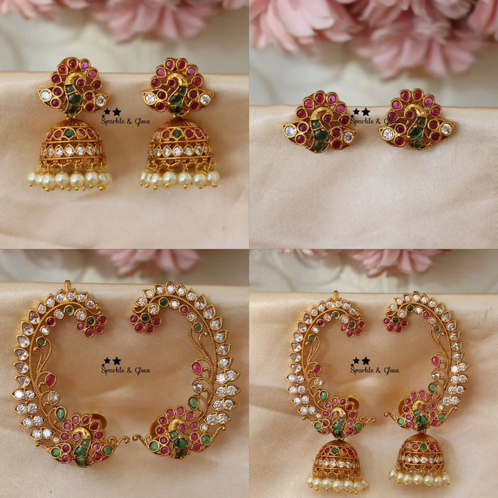 Exquisite Peacock Cuff Jhumka Earrings for Weddings