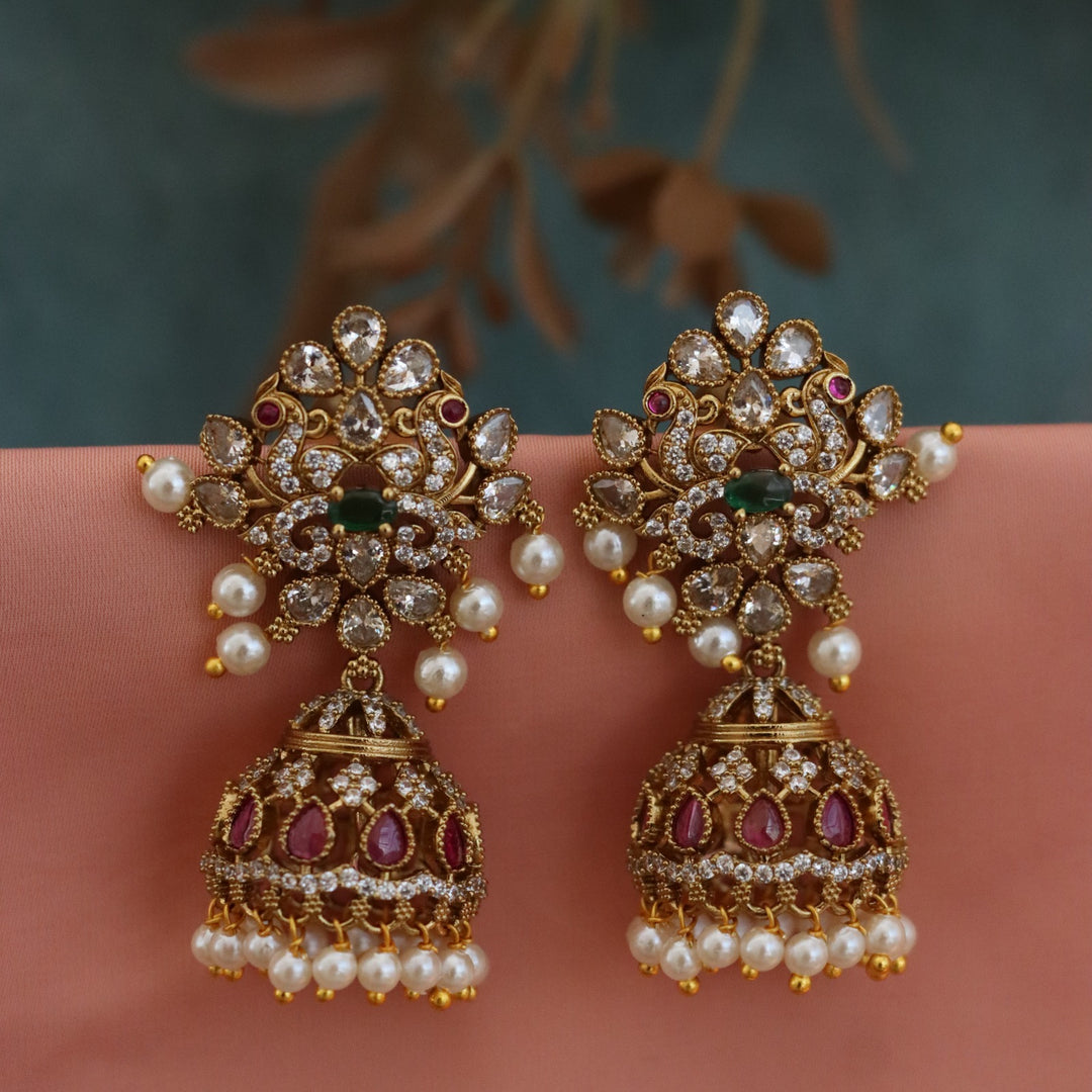 Exquisite Bridal Gold Jhumka Earrings - Elegant & Stylish