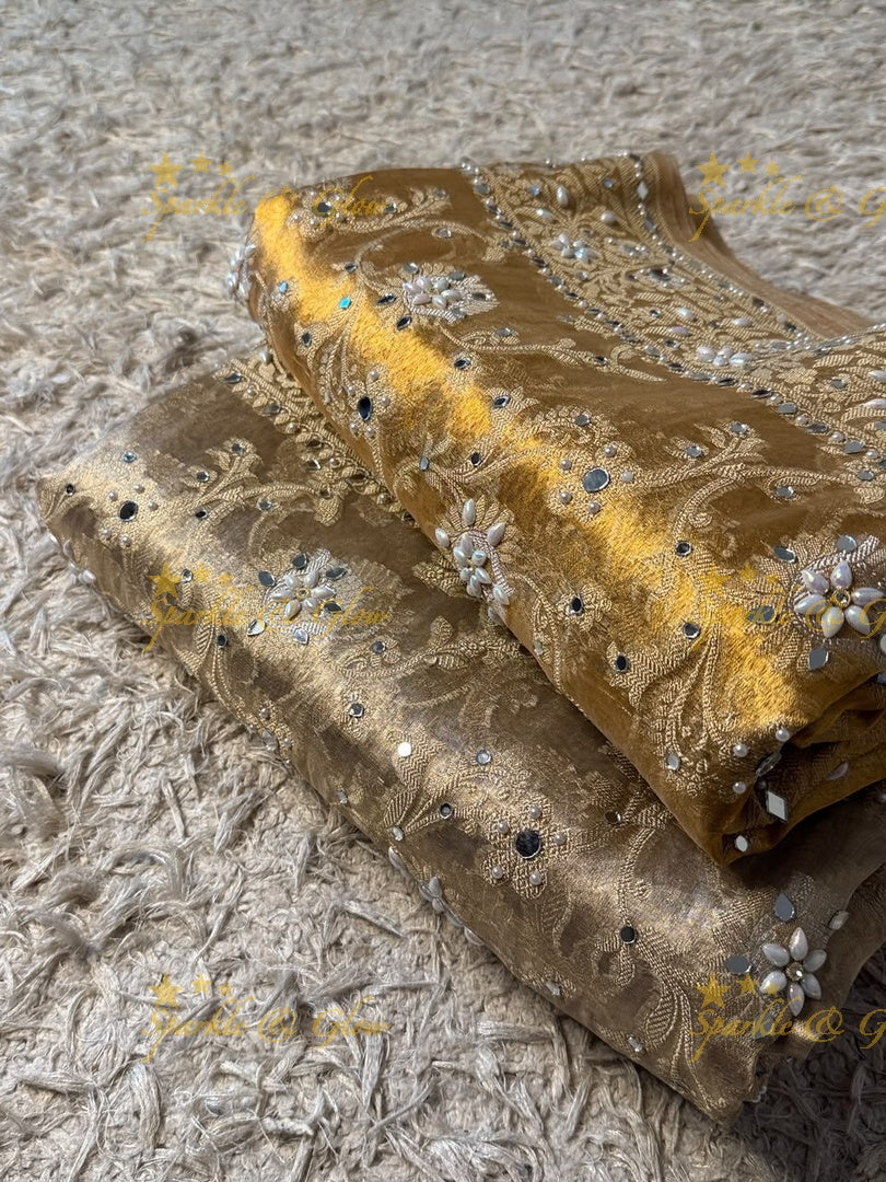Exquisite Floral Tissue Organza Banarasi Saree for Weddings