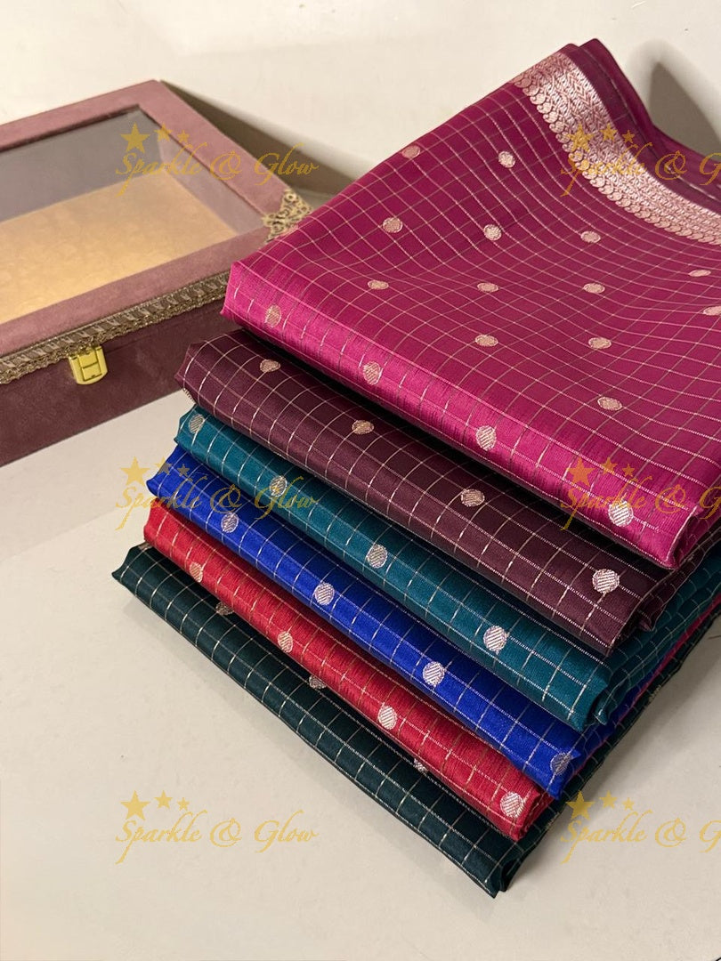 Elegant Banarasi Semi Katan Saree with Booti Design