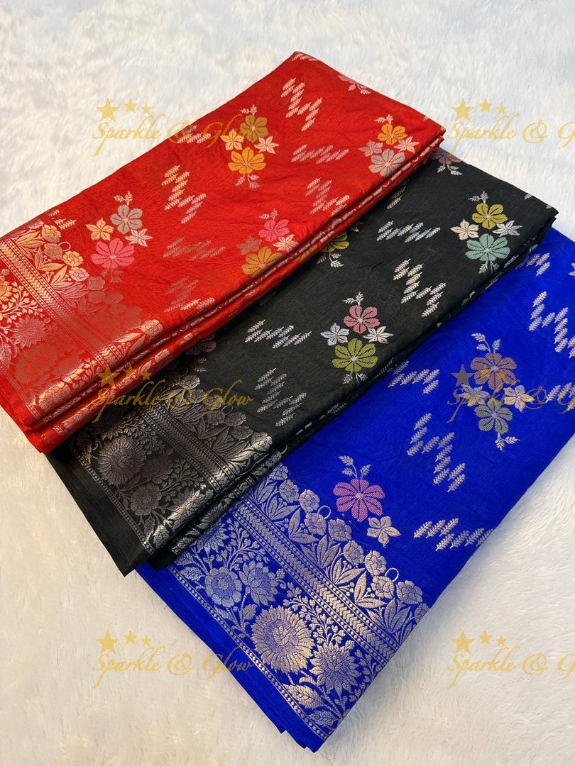 Luxurious Banarasi Silk Saree with Elegant Meena Work