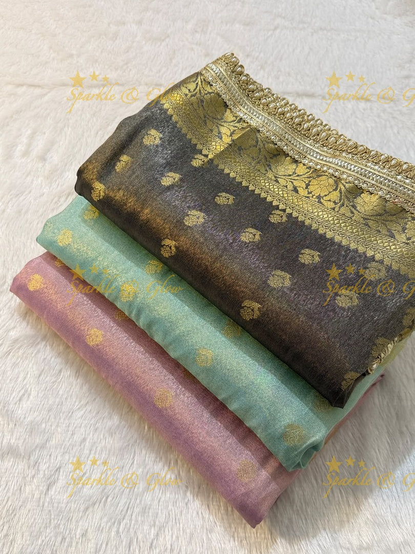 Exquisite Tissue Katan Saree with Gold Zari Design