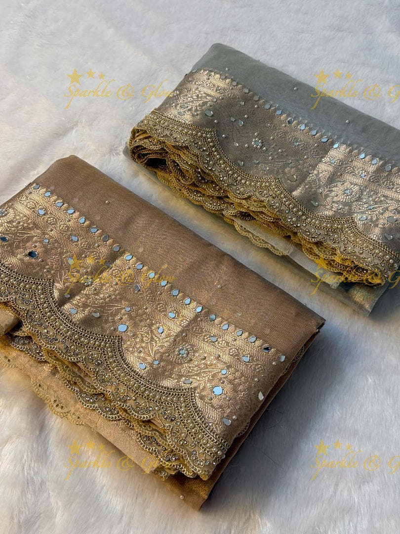 Luxury Banarasi Saree with Mirror Work - Perfect for Weddings