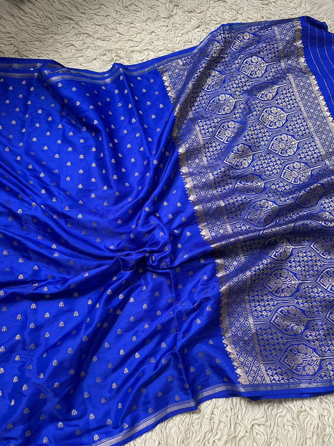 Premium Katan Silk Saree with Golden Zari Buttas