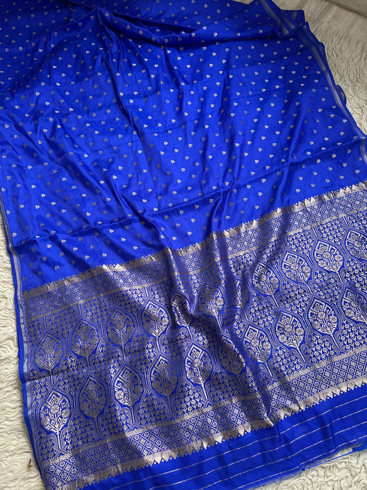 Premium Katan Silk Saree with Golden Zari Buttas