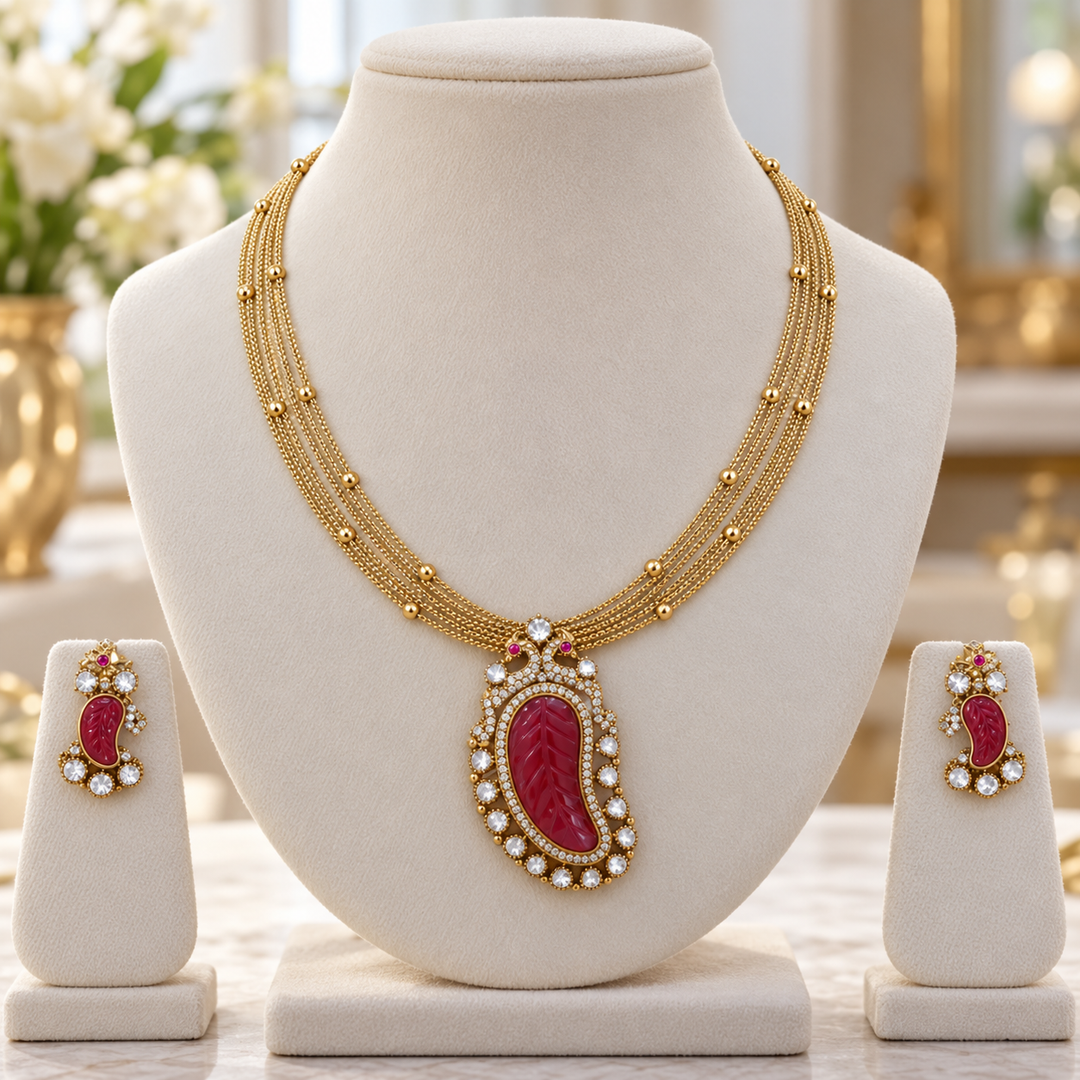 Mango Peacock Necklace - Elegant Festive Jewellery