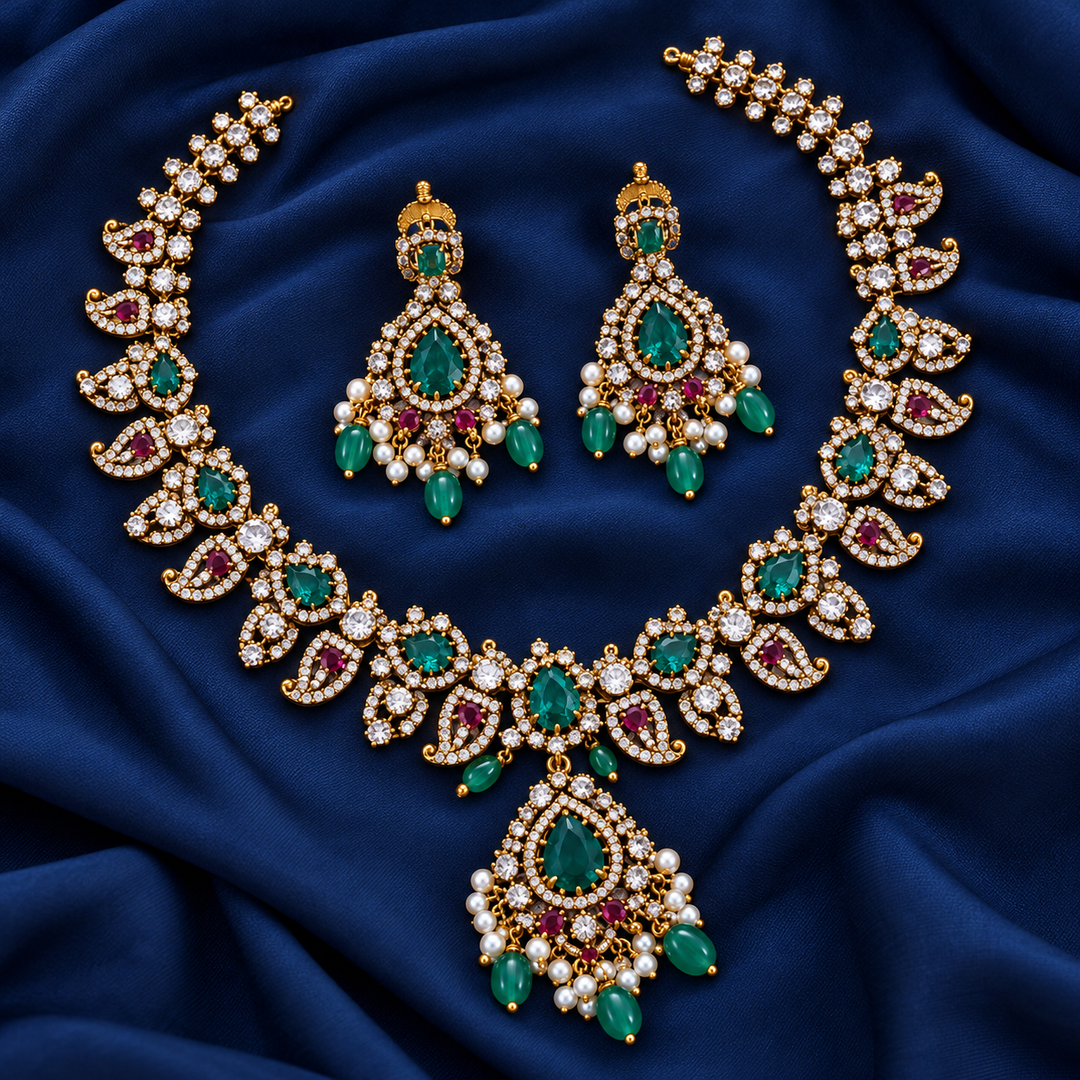 Radiant Stone Mango Necklace for Weddings & Festivities