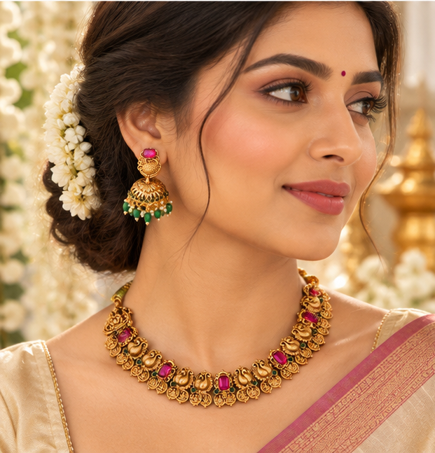 Elegant Gold Plated Temple Necklace for Weddings