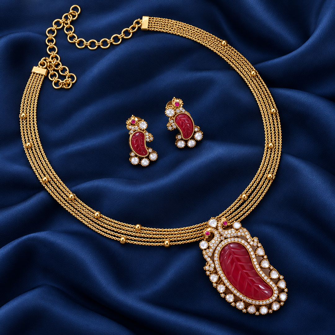 Mango Peacock Necklace - Elegant Festive Jewellery