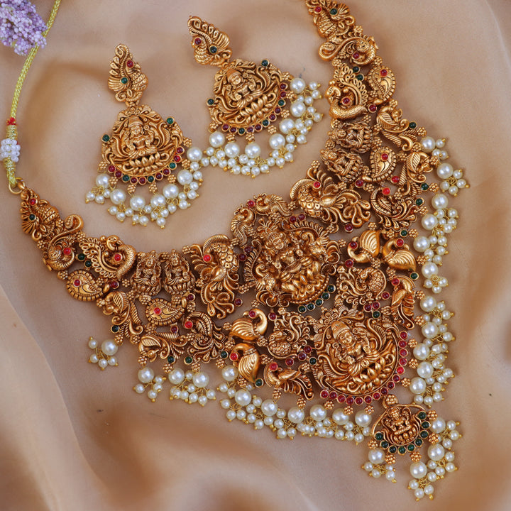 Exquisite Grand Lakshmi Guttapusalu Necklace - Sparkle & Glow