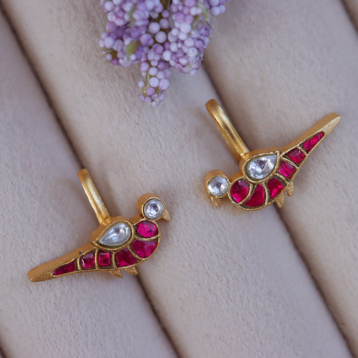 Colorful Pigeon Jadau Kundan Bugadi Earrings
