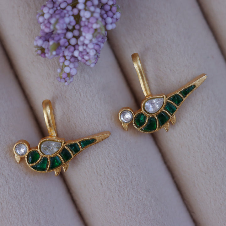 Colorful Pigeon Jadau Kundan Bugadi Earrings