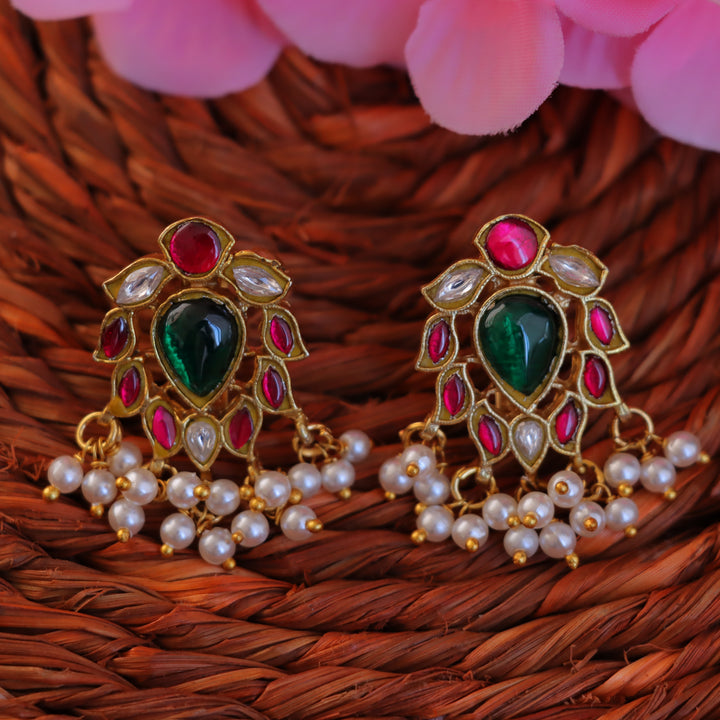 Floral Jadau Fusion Victorian Bugadi Earrings