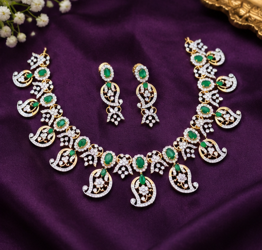 Exquisite American Diamond Mango Necklace for Brides