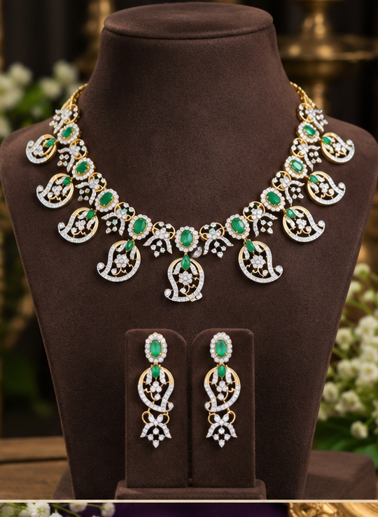 Exquisite American Diamond Mango Necklace for Brides