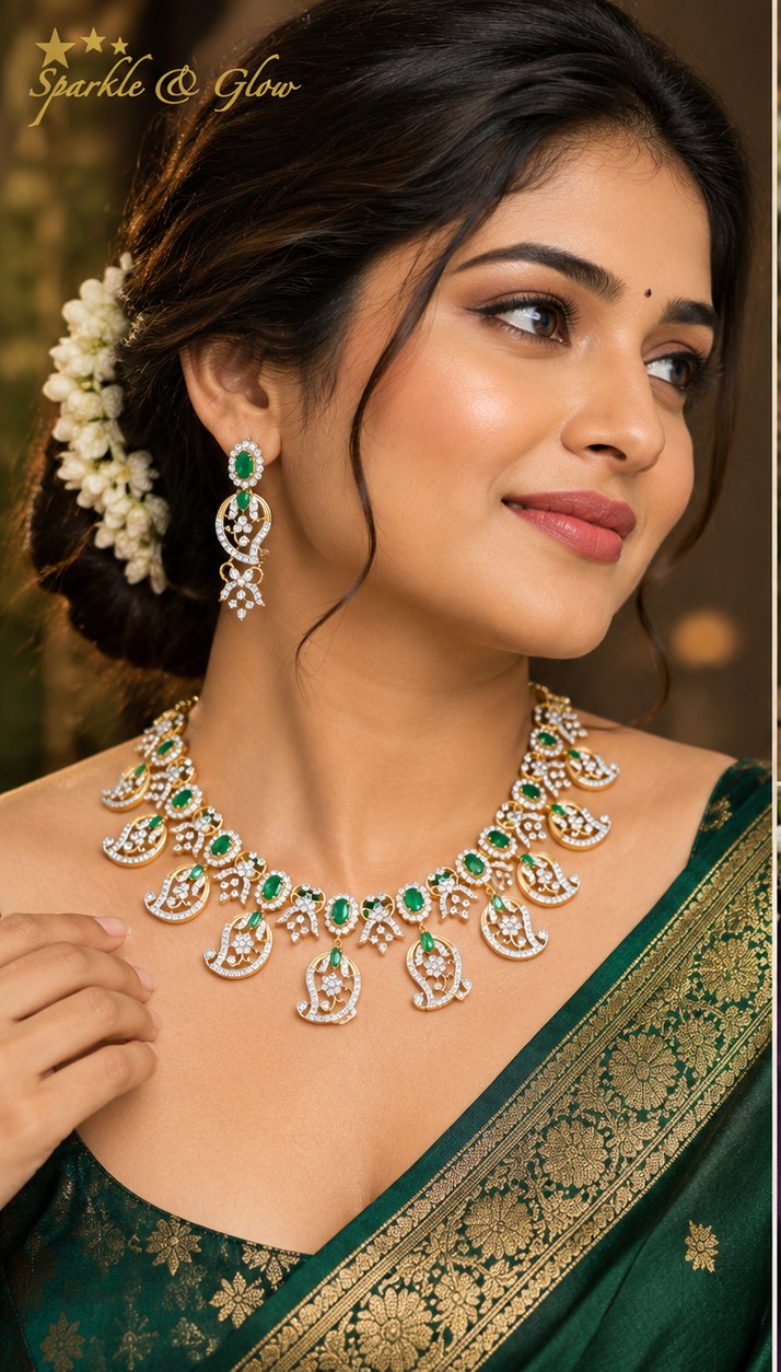Exquisite American Diamond Mango Necklace for Brides