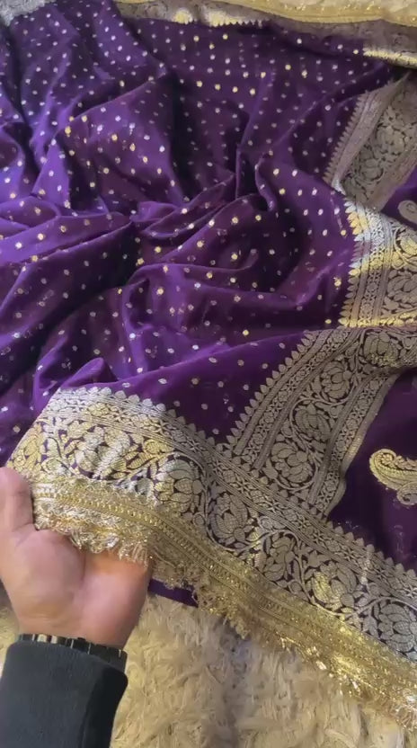 Luxurious Banarasi Silk Saree with Gotapatti Lace